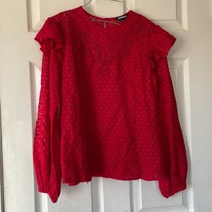 Express dressy long sleeve knit floral lined winter sweater top shirt S blouse